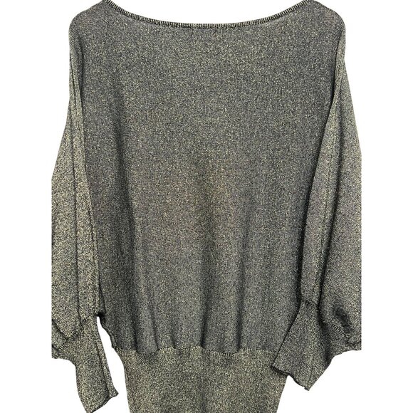 Red Paint Women Metallic Gold Gray Large Knit Sweater Cotton & Lurex Sparkly - Picture 2 of 16